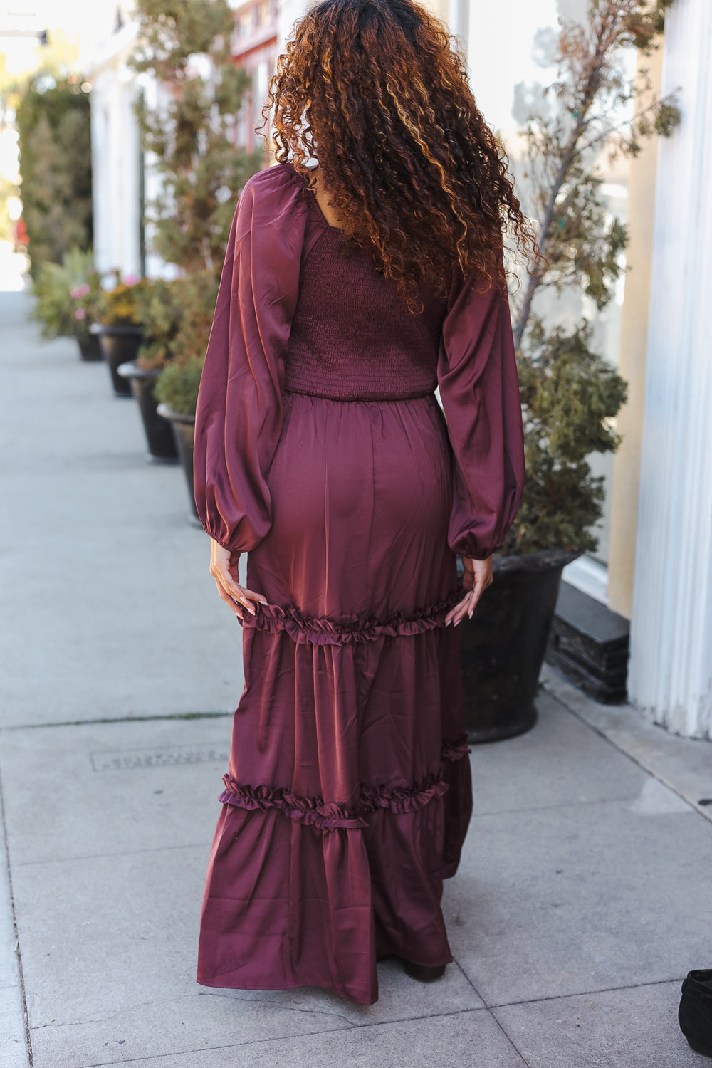 Wine Satin Dress