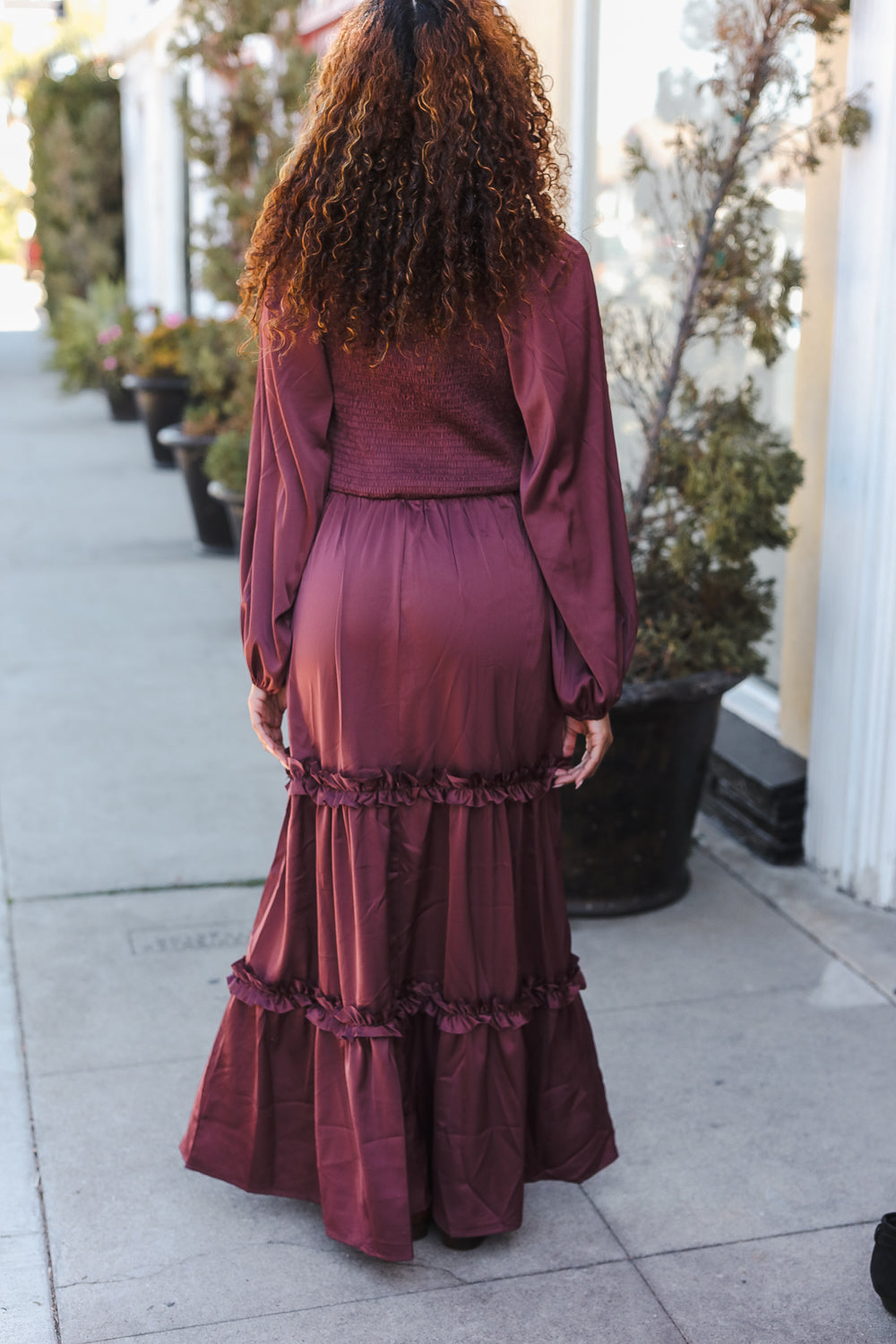 Wine Satin Dress