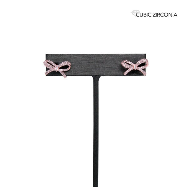 Ribbon Rhinestone Bow Earrings