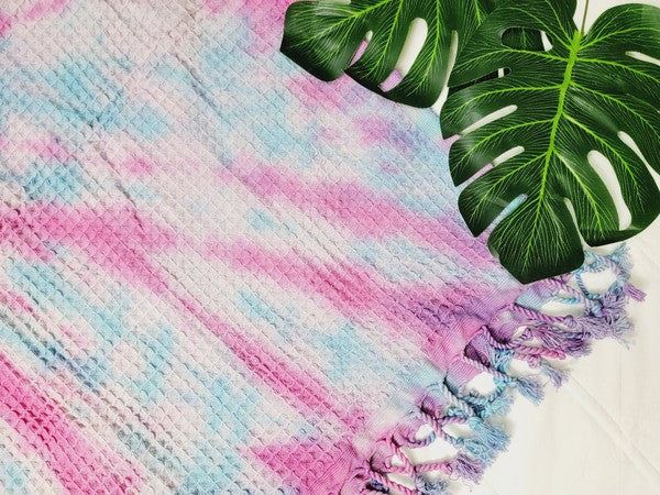 Blue & Pink Tie Dyed Organic Beach Towel