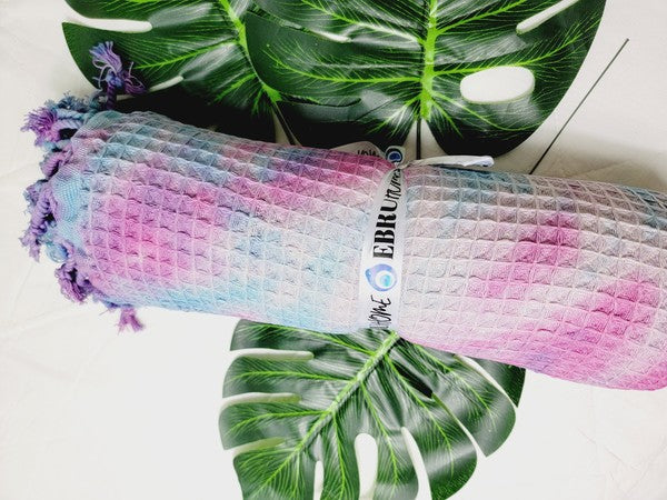 Blue & Pink Tie Dyed Organic Beach Towel