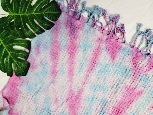 Blue & Pink Tie Dyed Organic Beach Towel