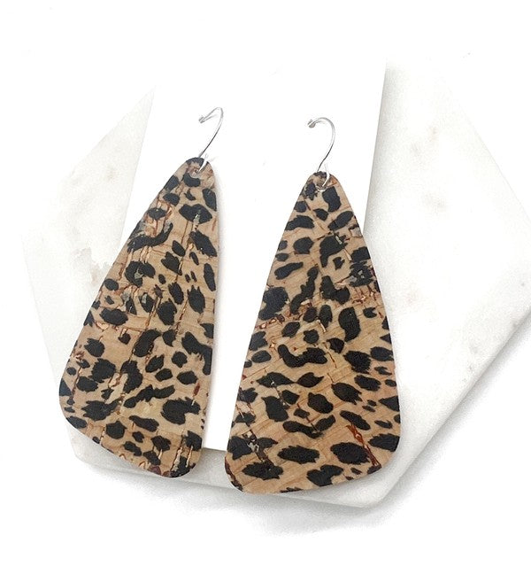 Leopard Angled Leather Earrings