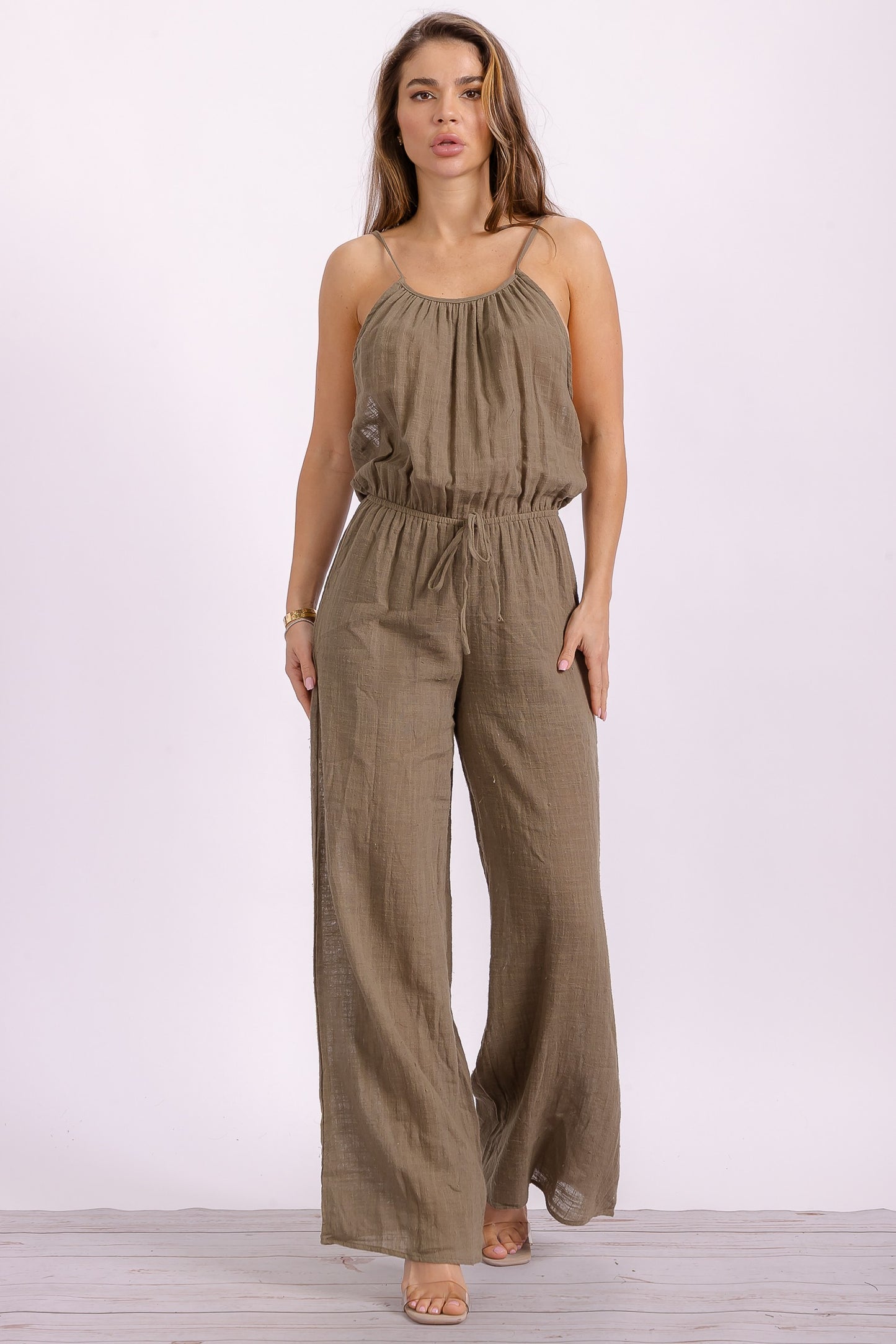Olive Cotton Jumpsuit