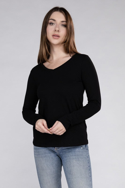 Amber Moon Basics: Long Sleeve V-Neck