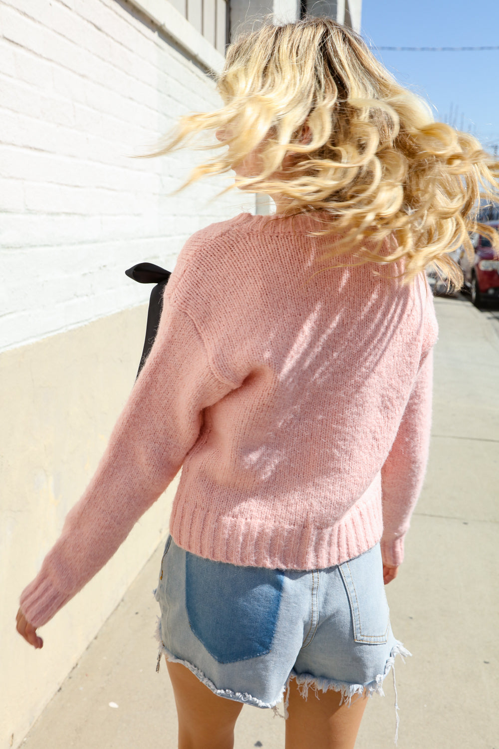 Pink and Black Bow Cardigan