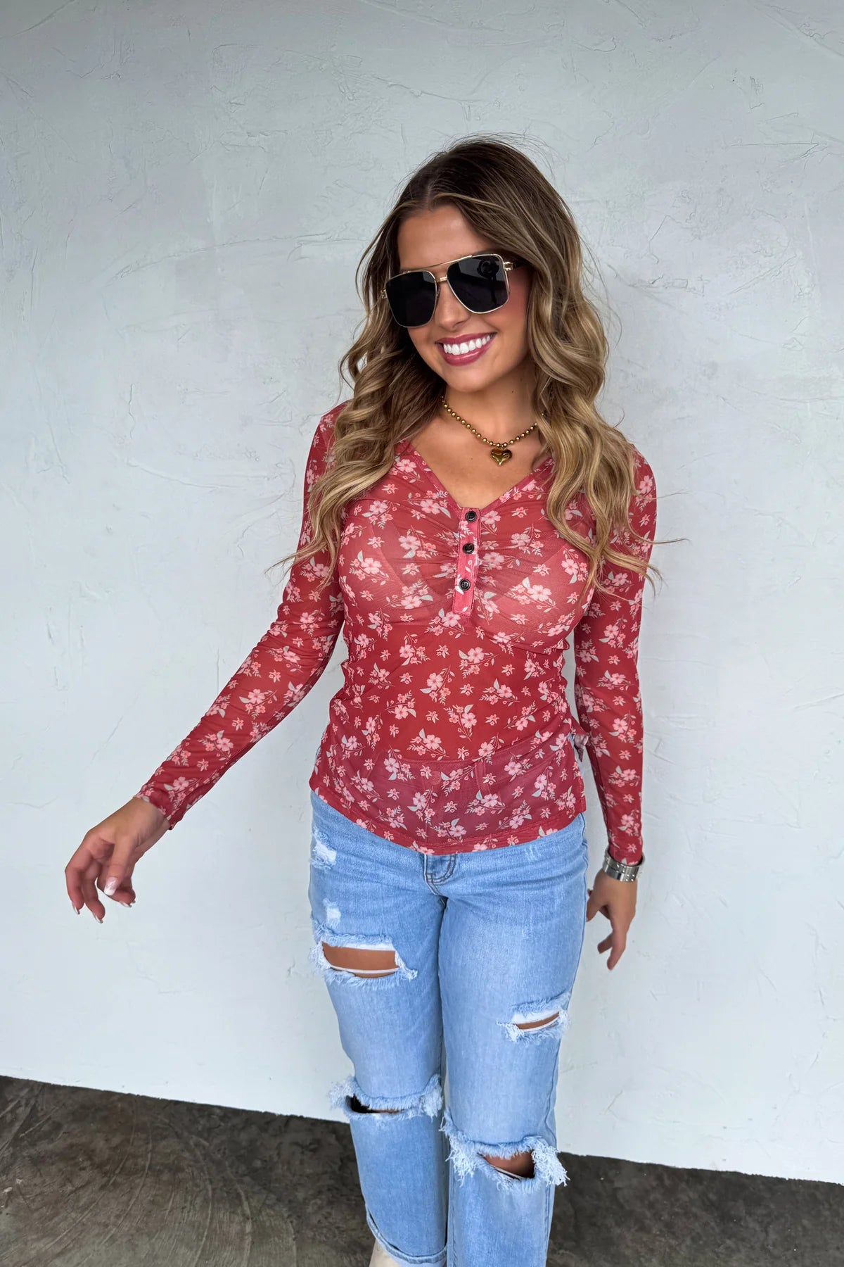 PREORDER: Annie V-Neck Mesh Top