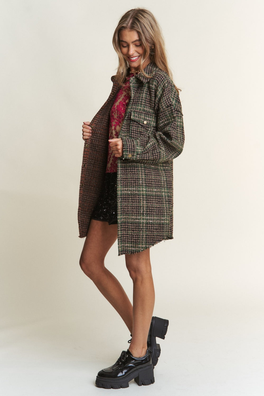 Tweed Contrast Shacket