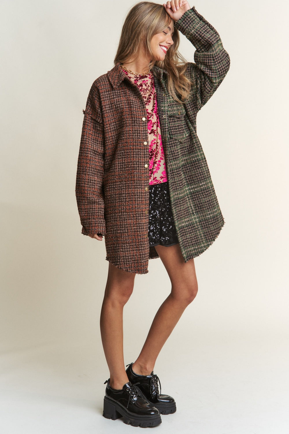 Tweed Contrast Shacket