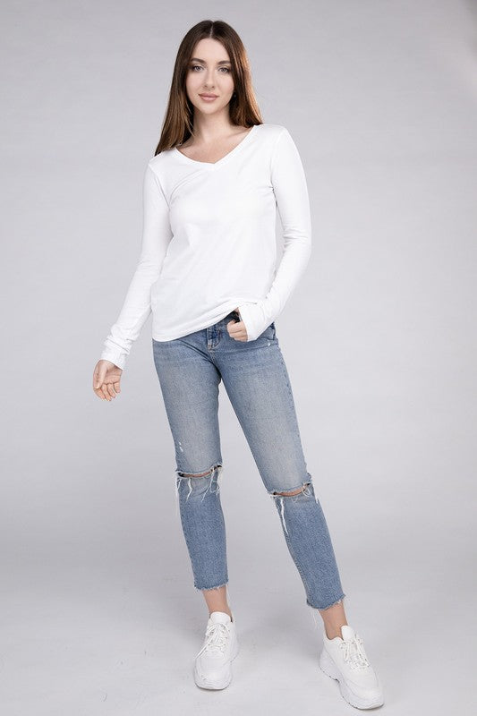 Amber Moon Basics: Long Sleeve V-Neck