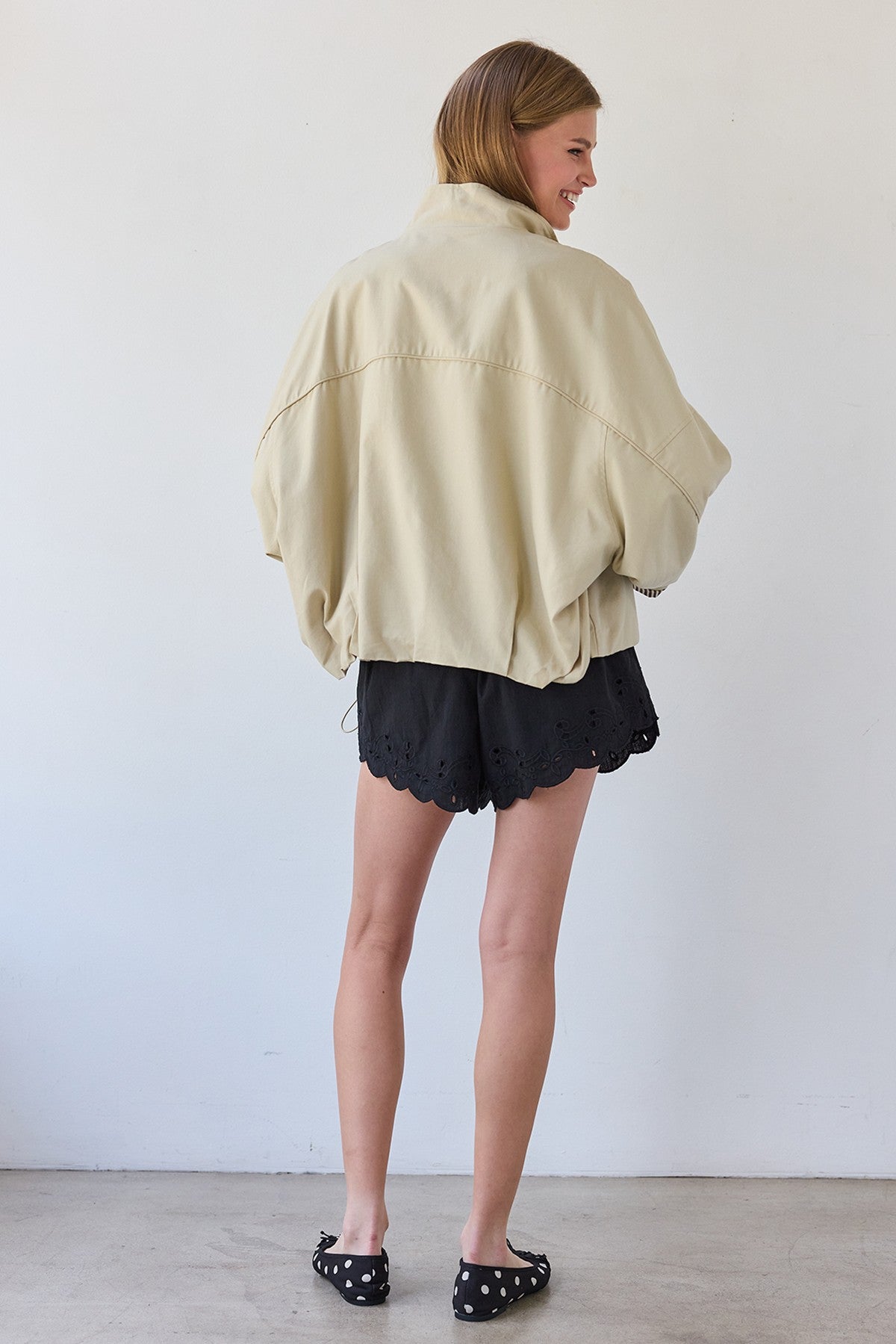 Black Scalloped Eyelet Shorts