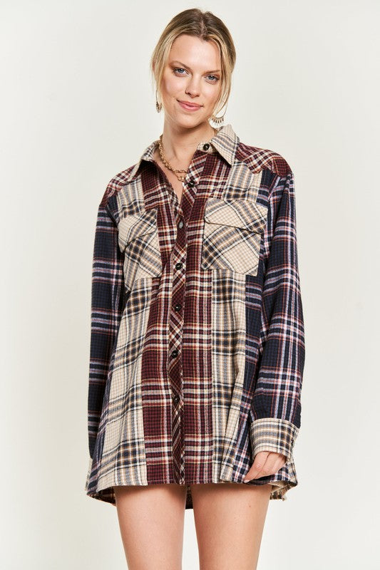 Colorblock Plaid Shirt