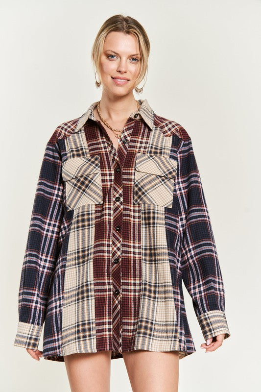 Colorblock Plaid Shirt