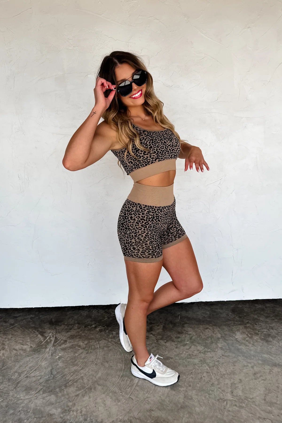 PREORDER: Cheetah Bra & Biker Short Set