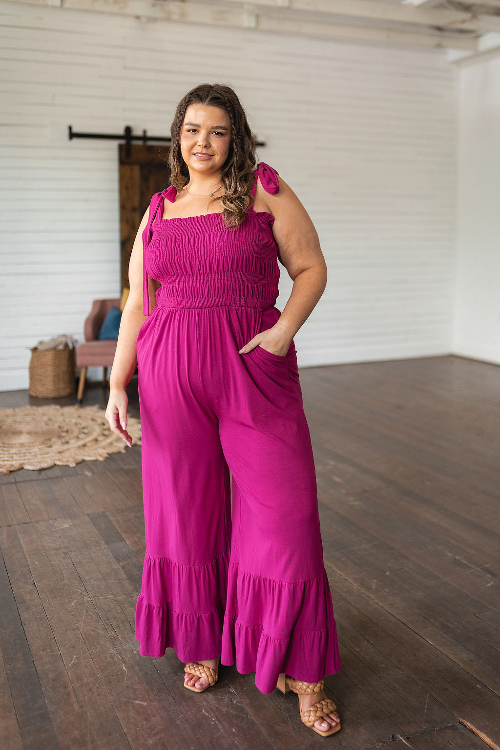 Flared Jumpsuit in Fuchsia