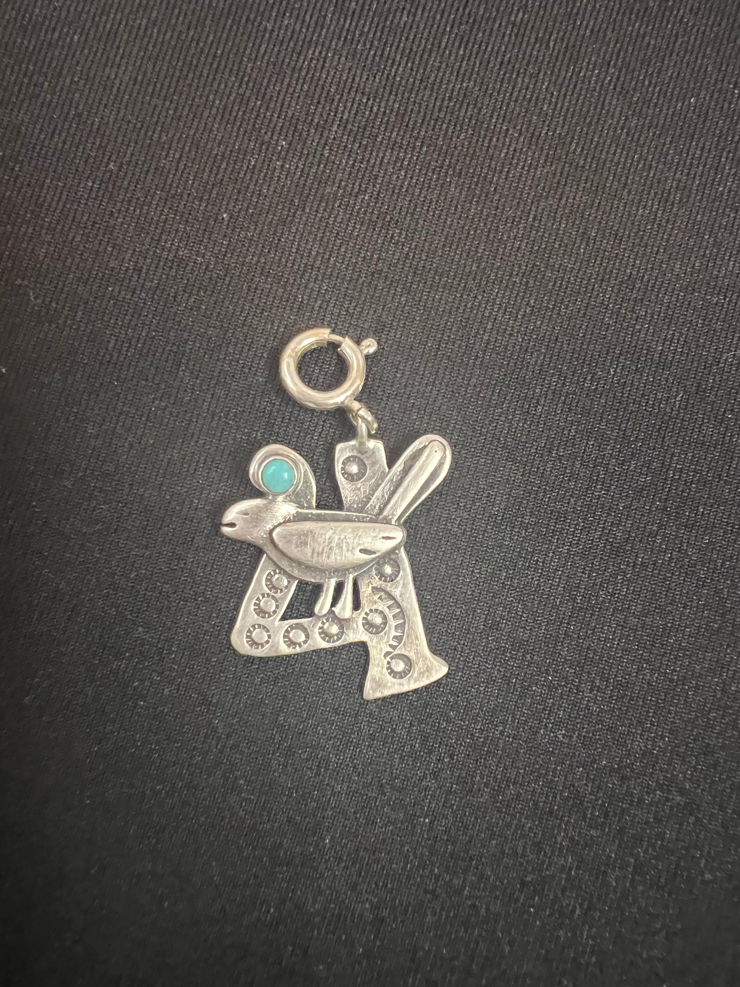 Southwestern Turquoise and Silver Bird Charm
