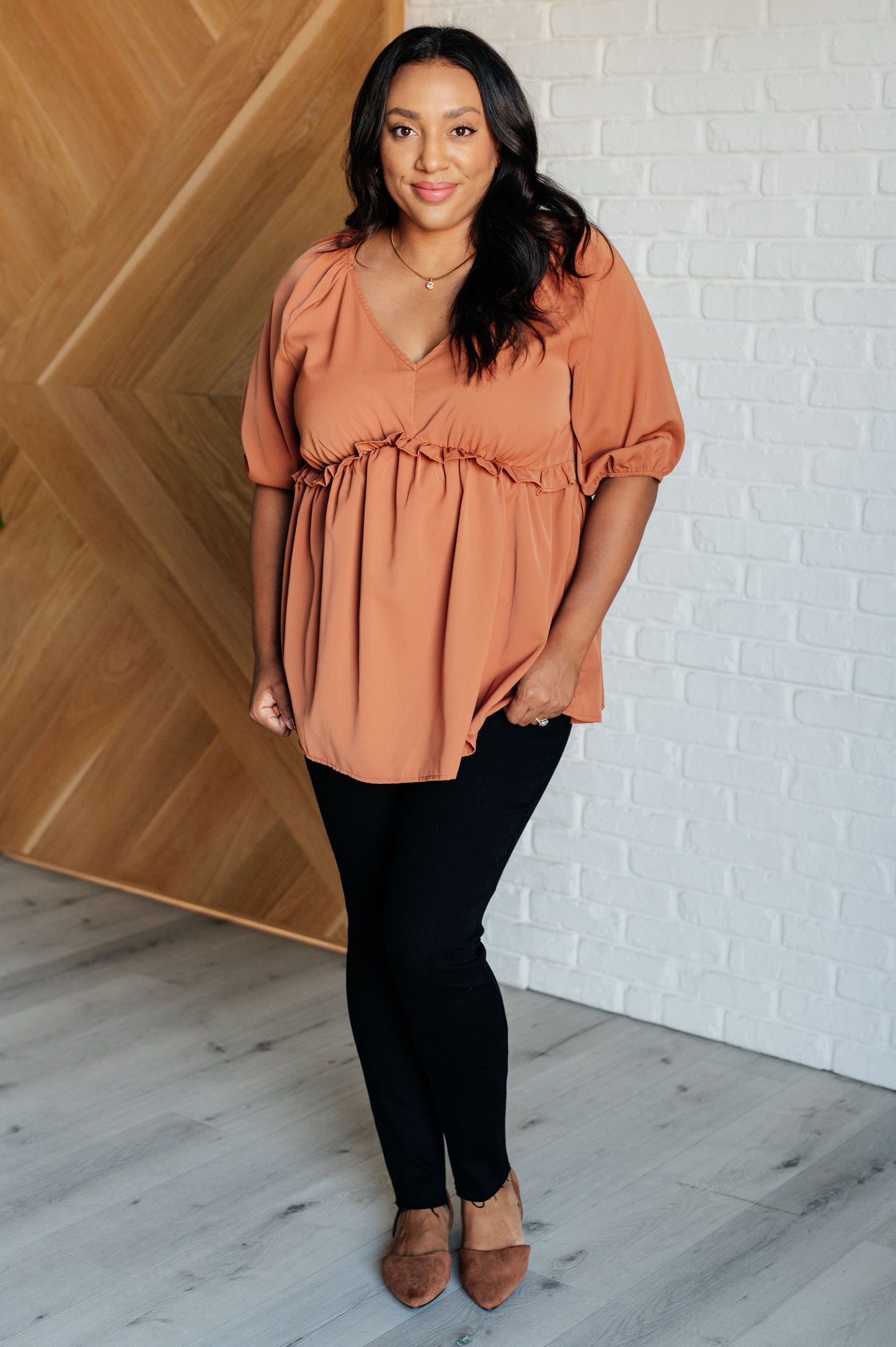 Rust Ruffle Blouse