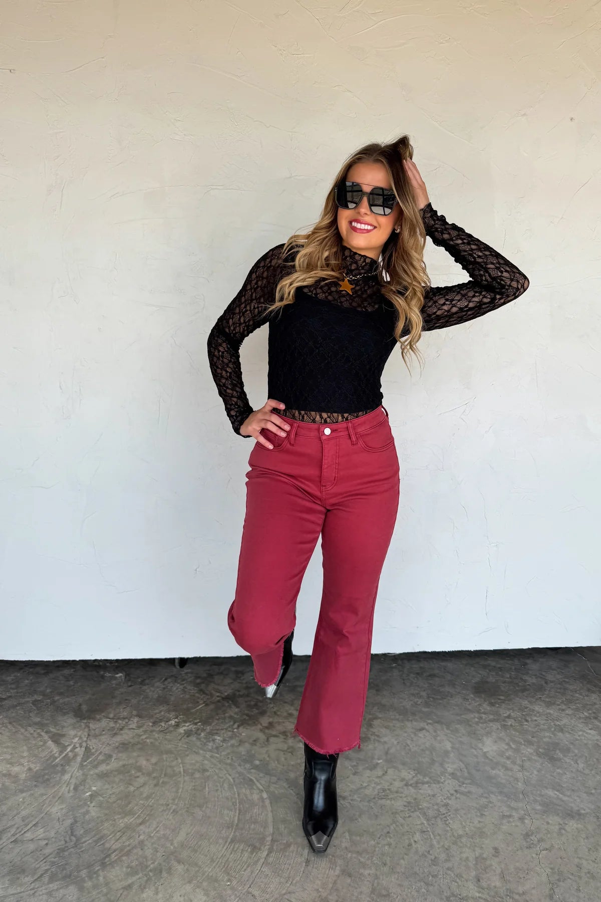 PREORDER: Burgundy Urban Non Distressed Crop Jeans