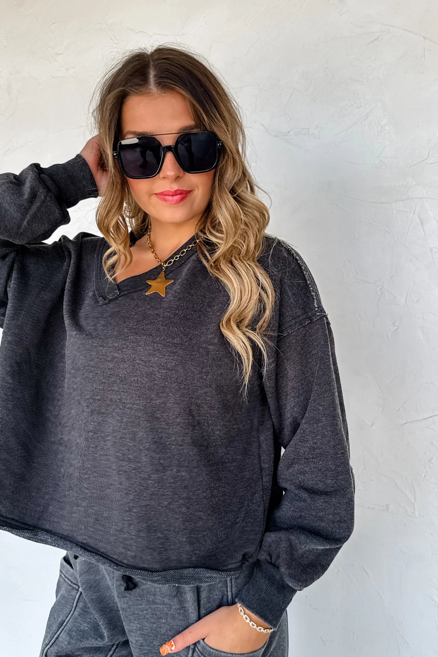 PREORDER: Faded Feels V-Neck Pullover