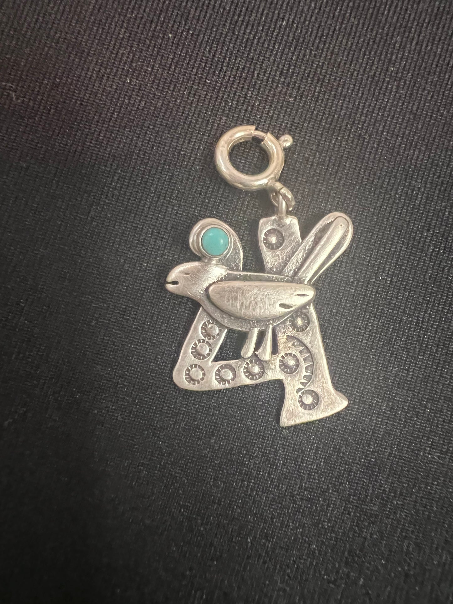 Southwestern Turquoise and Silver Bird Charm