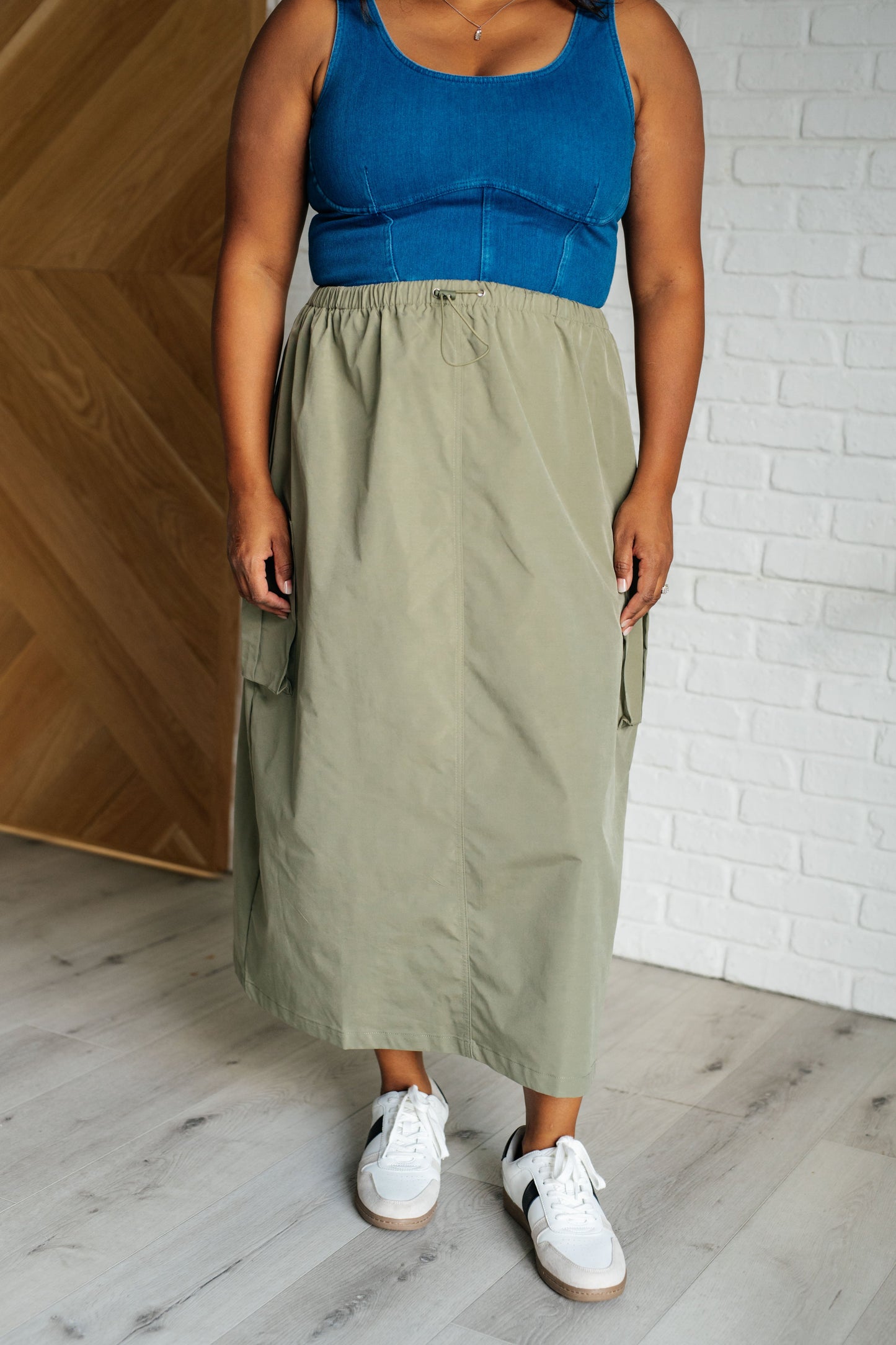 Olive Cargo Skirt