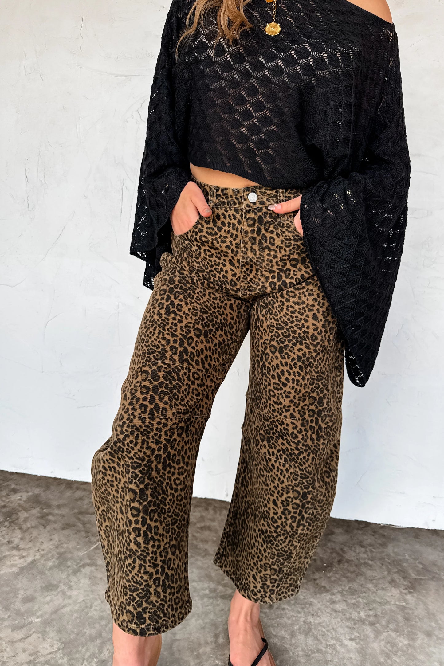 PREORDER: Bex Cheetah Stretchy Barrel Jeans
