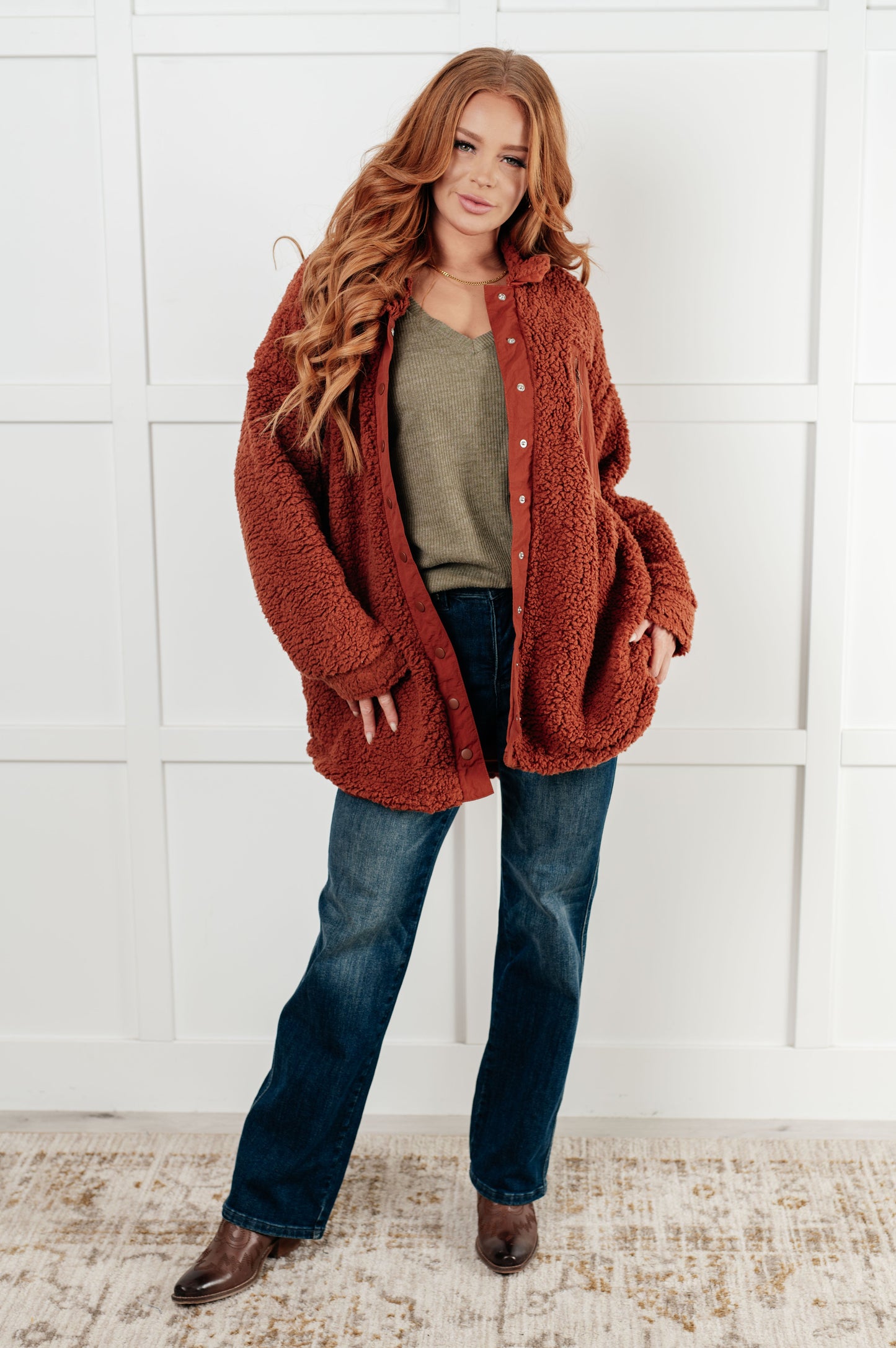 Amber Moon Basics: Olive Ribbed Long Sleeve Top