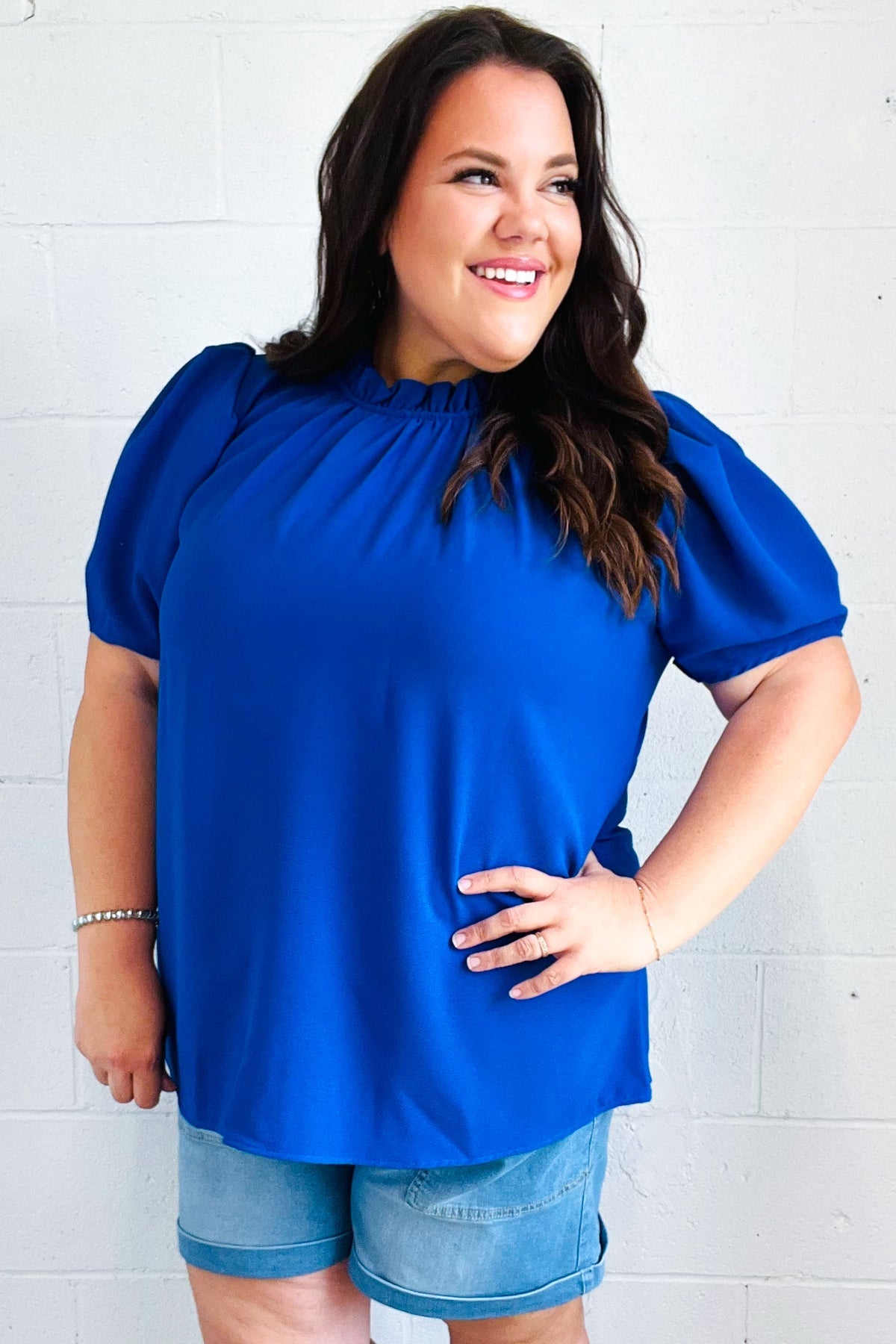 Blueberry Pie Frill Neck Top
