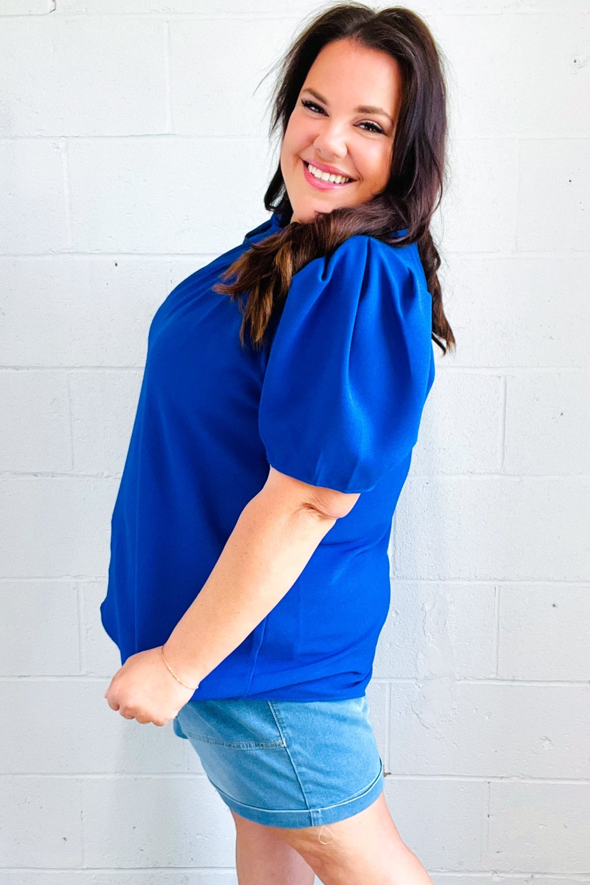 Blueberry Pie Frill Neck Top