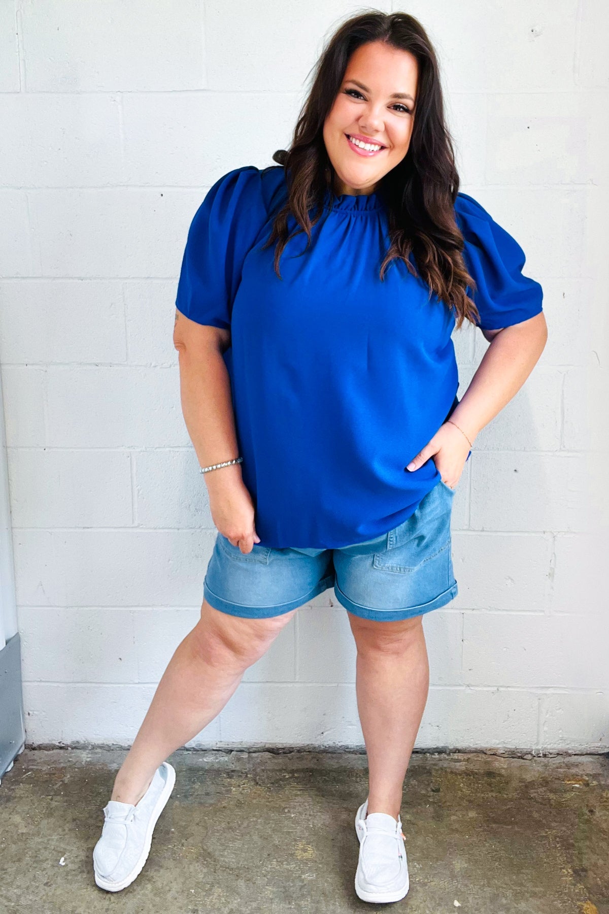 Blueberry Pie Frill Neck Top