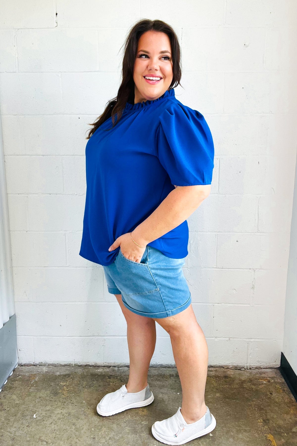 Blueberry Pie Frill Neck Top