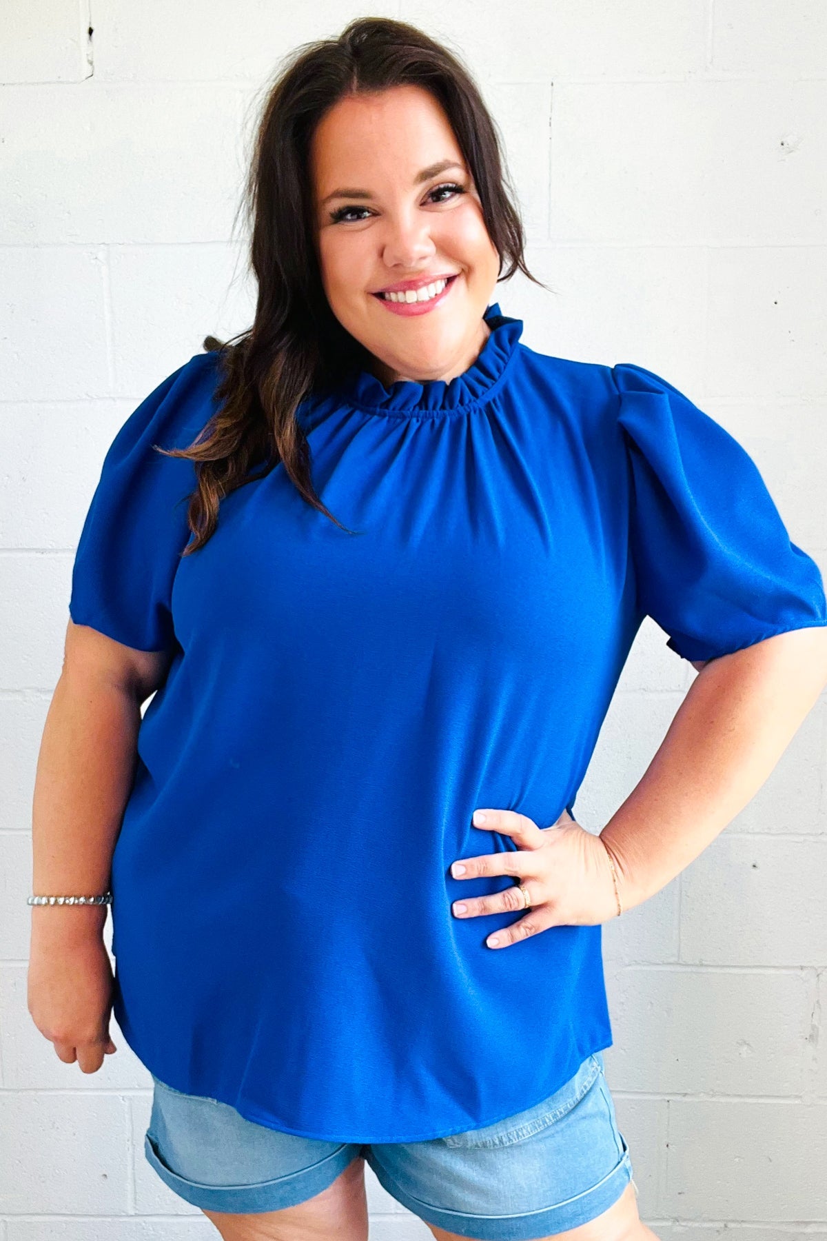 Blueberry Pie Frill Neck Top