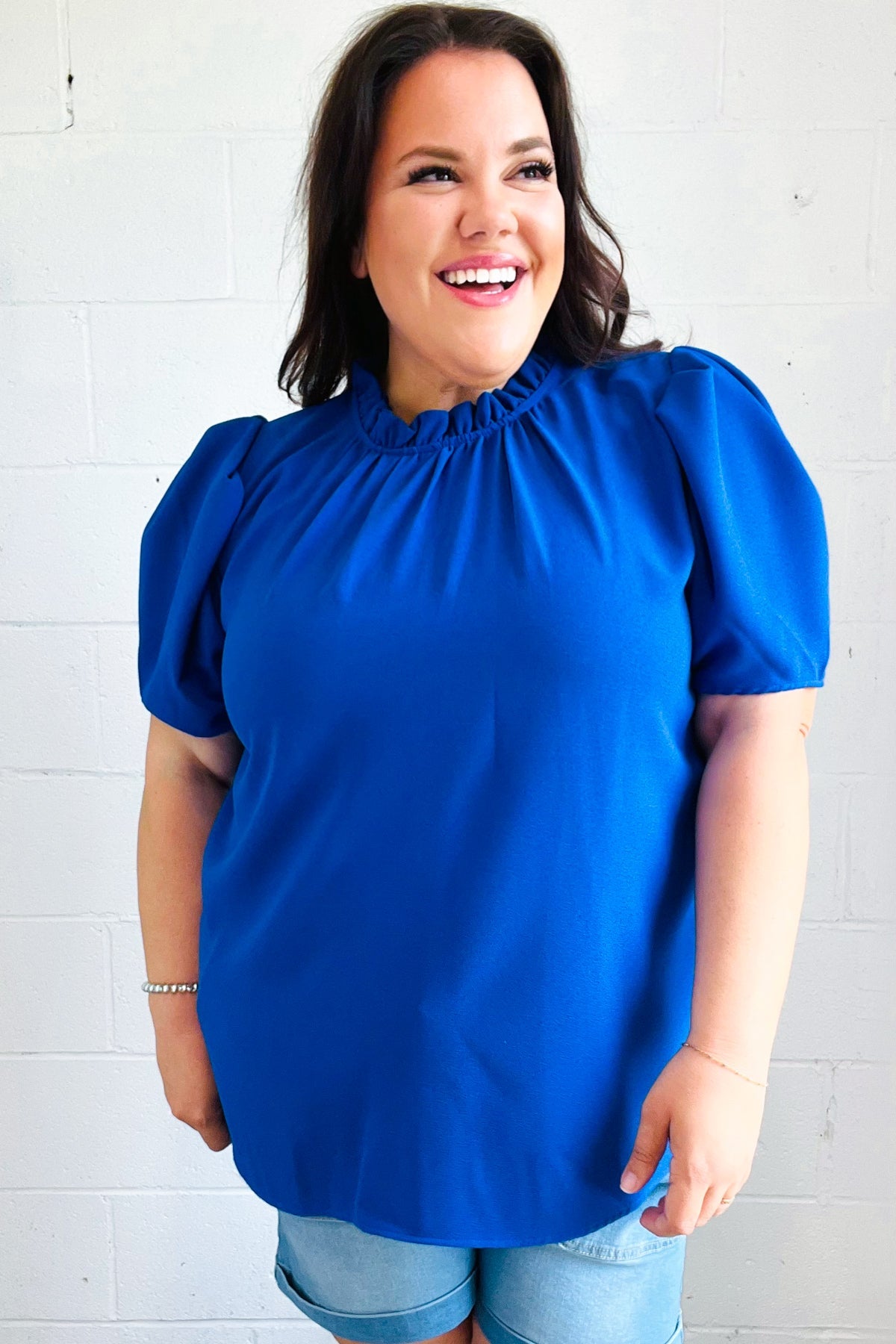 Blueberry Pie Frill Neck Top