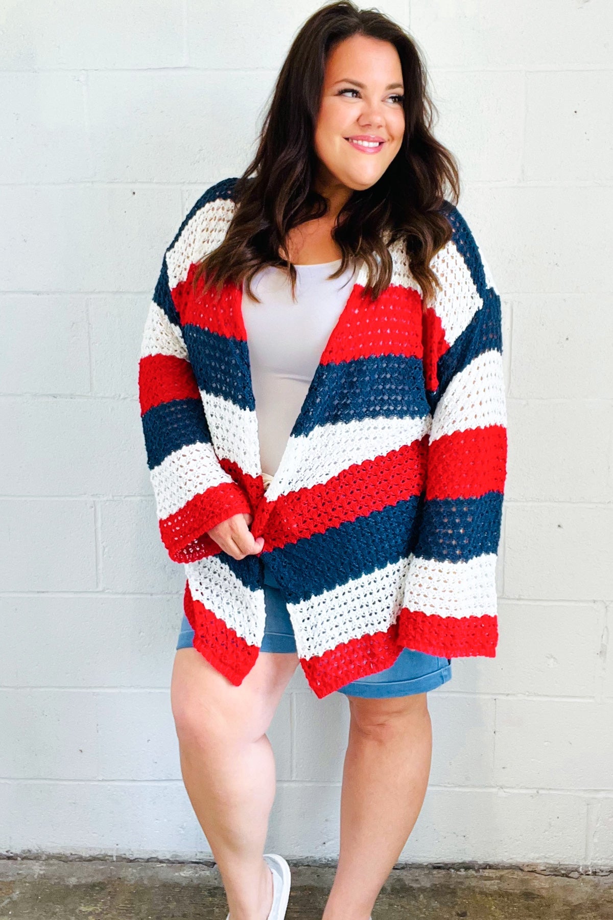Simply Patriotic Striped Crochet Cardigan