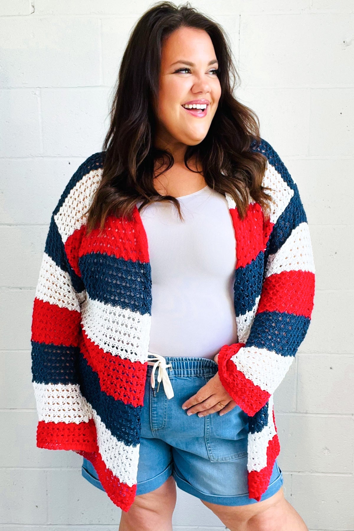 Simply Patriotic Striped Crochet Cardigan