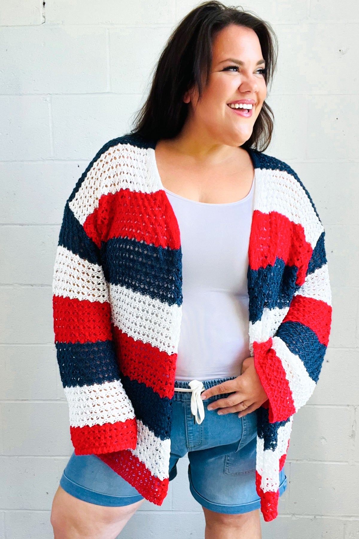 Simply Patriotic Striped Crochet Cardigan