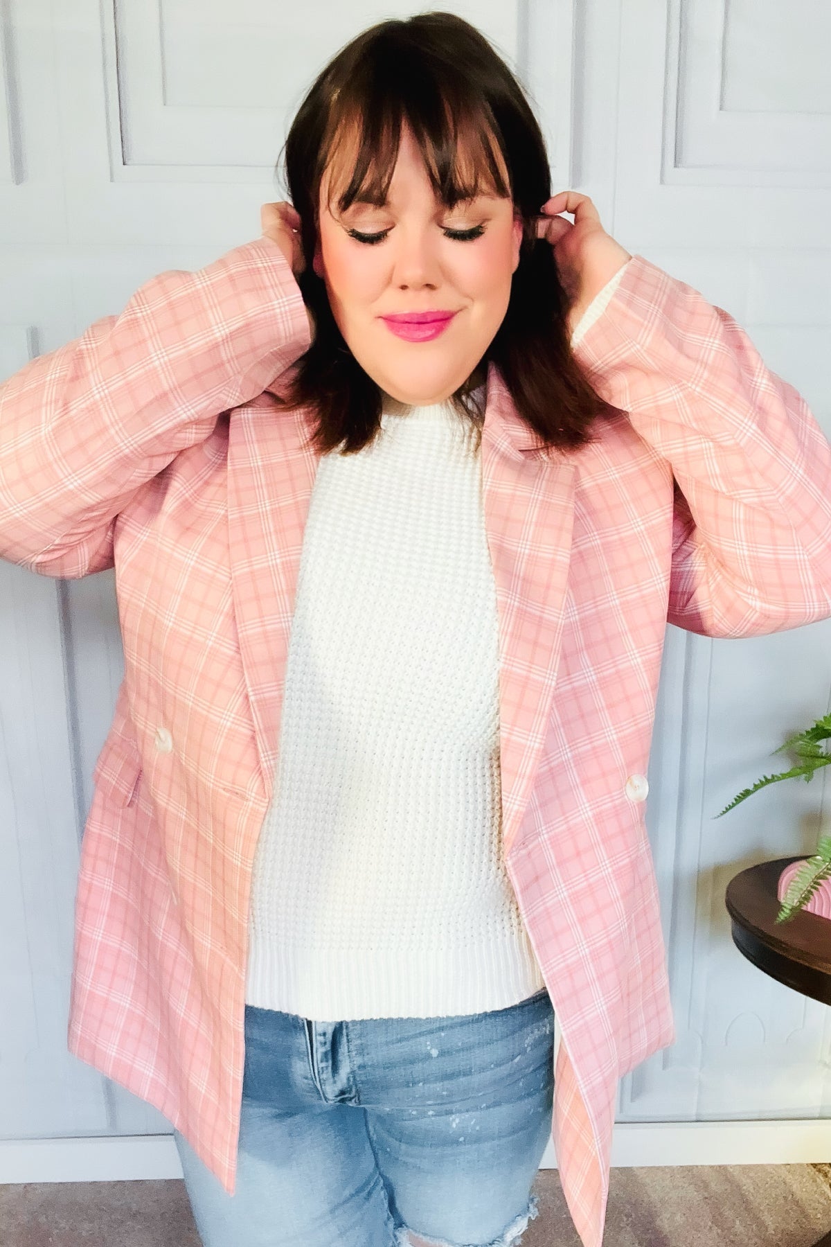 Pink Plaid Blazer