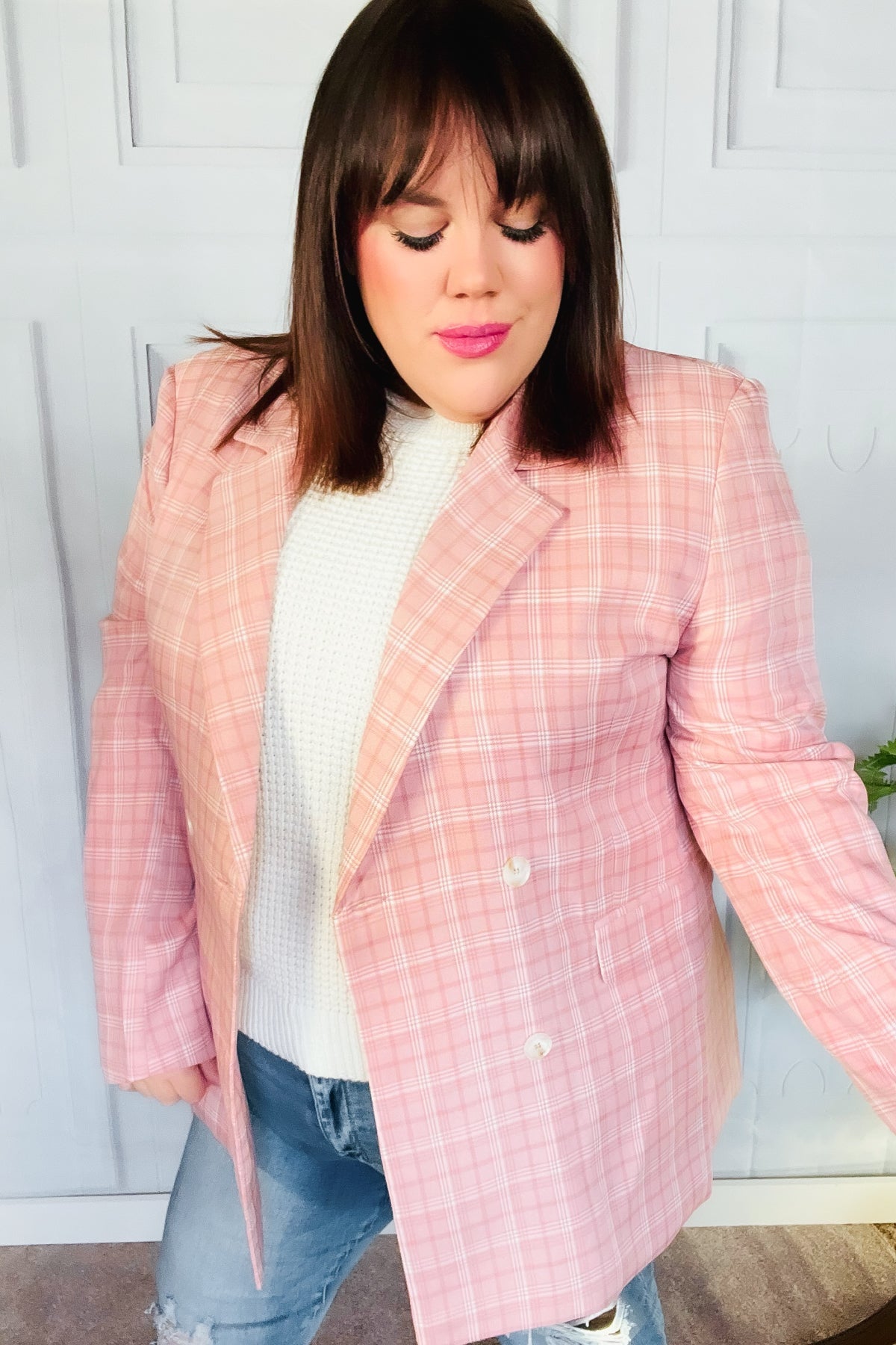 Pink Plaid Blazer