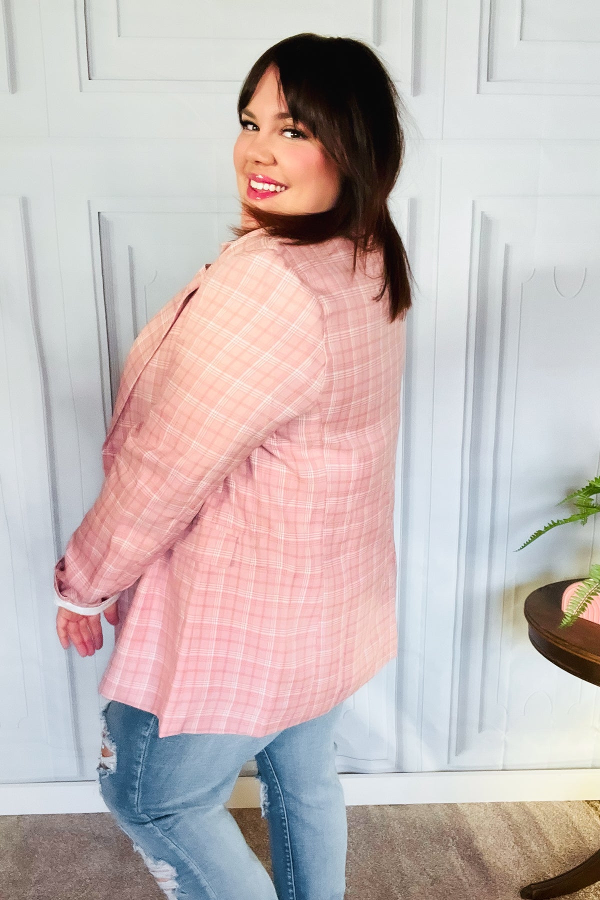 Pink Plaid Blazer