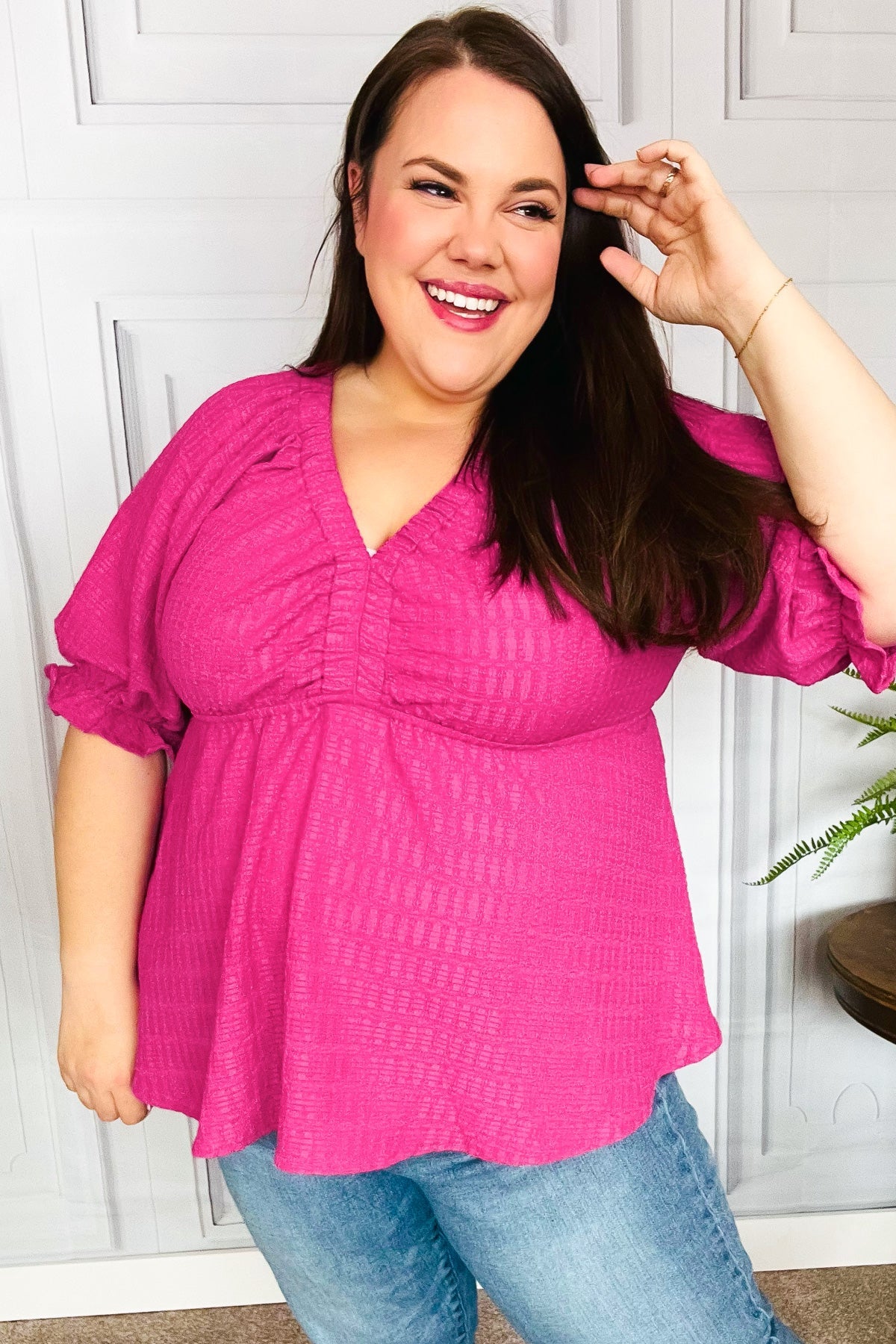 Fuchsia Babydoll Top