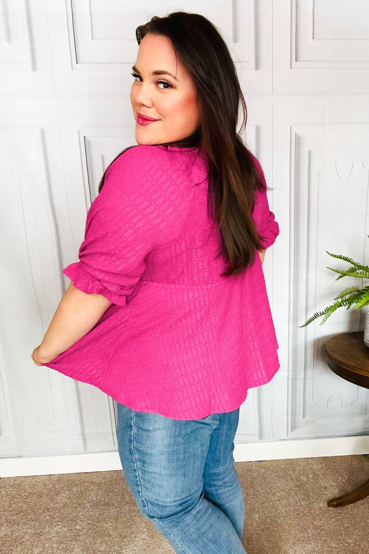 Fuchsia Babydoll Top