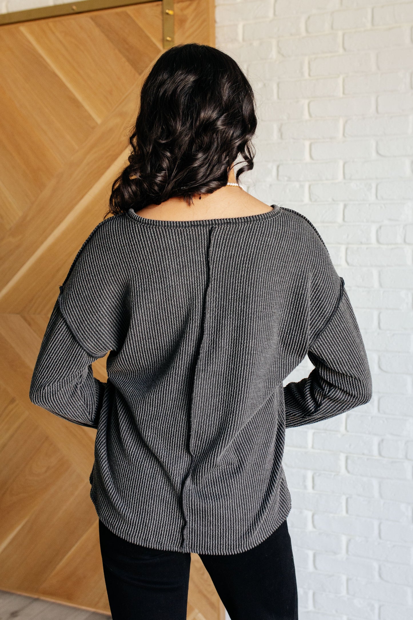 Amber Moon Basics: Ribbed Top in Charcoal