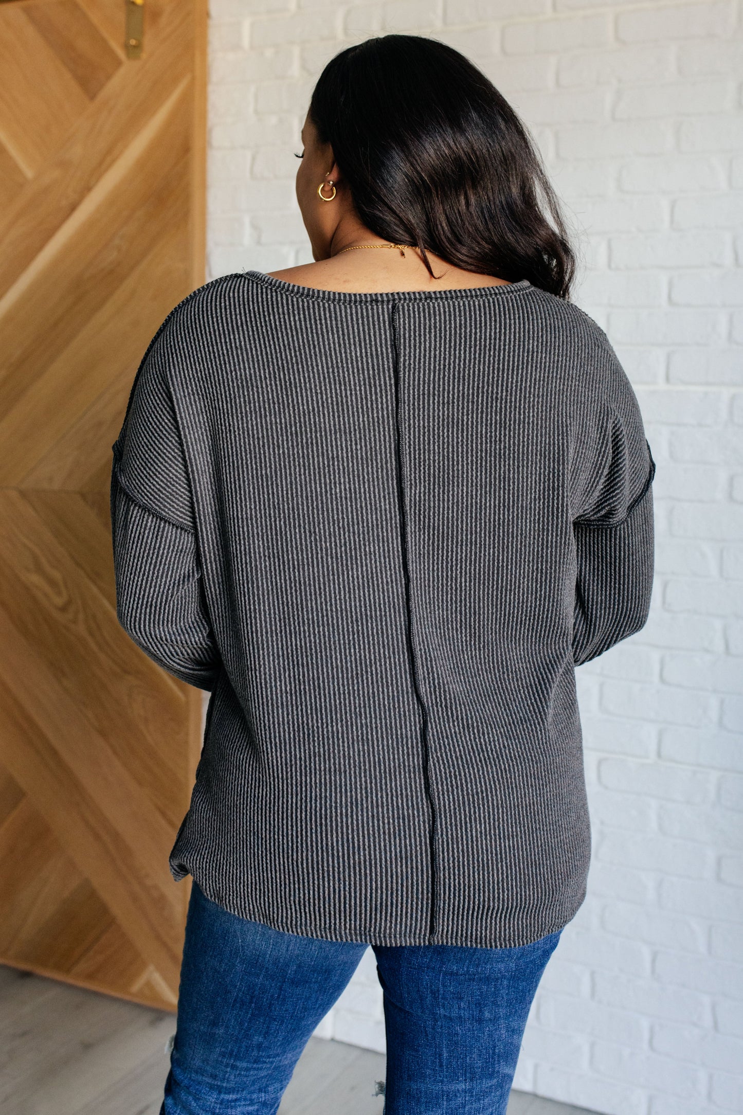 Amber Moon Basics: Ribbed Top in Charcoal