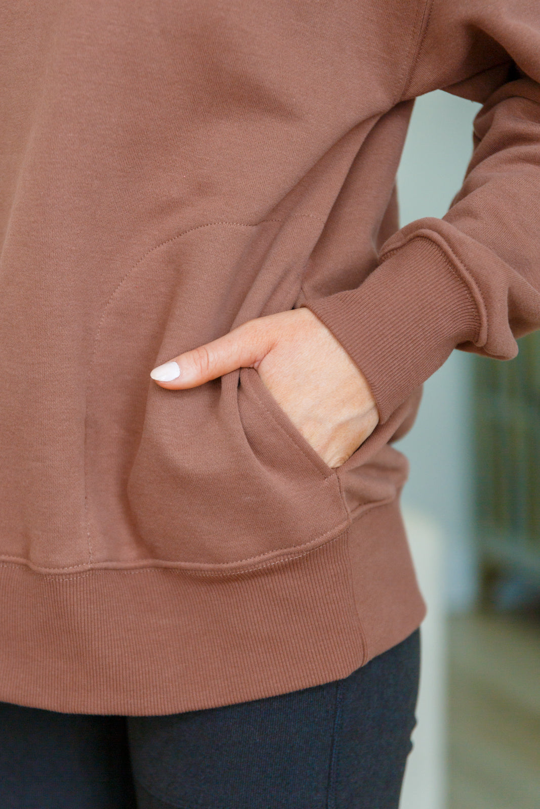Mock Neck Pullover in Cocoa