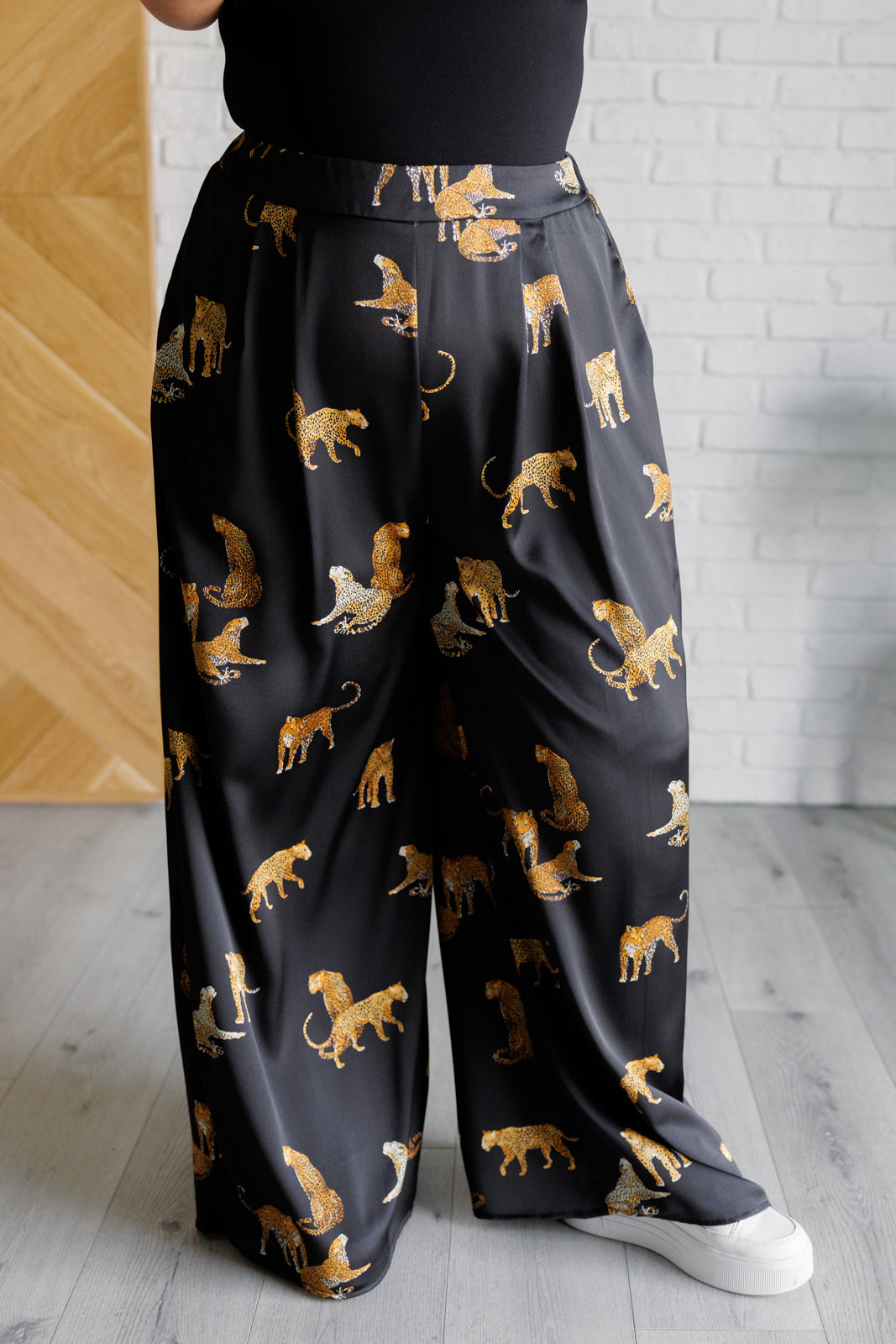 Leopard Satin Wide Leg Pants