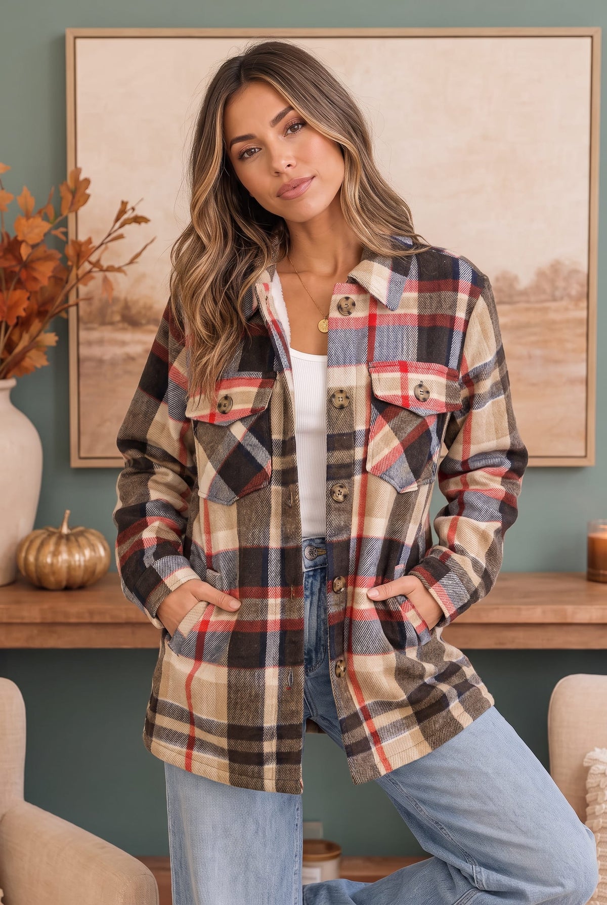 Woods Flannel Shacket in Coffee