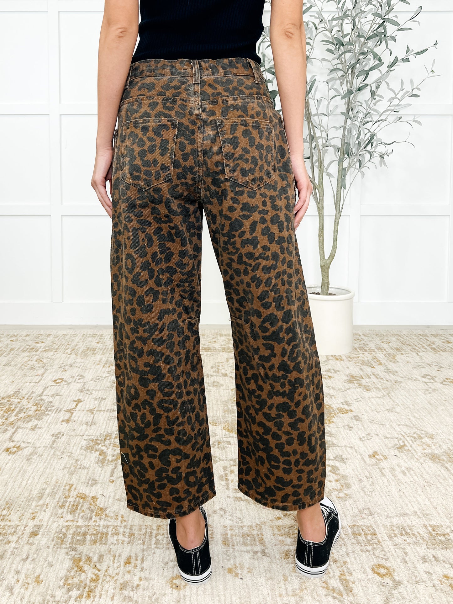 Leopard Barrel Crop Jeans