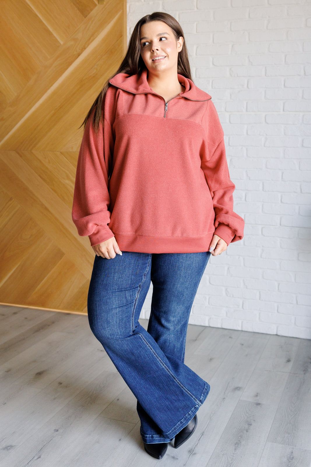 Half Zip Pullover in Rust