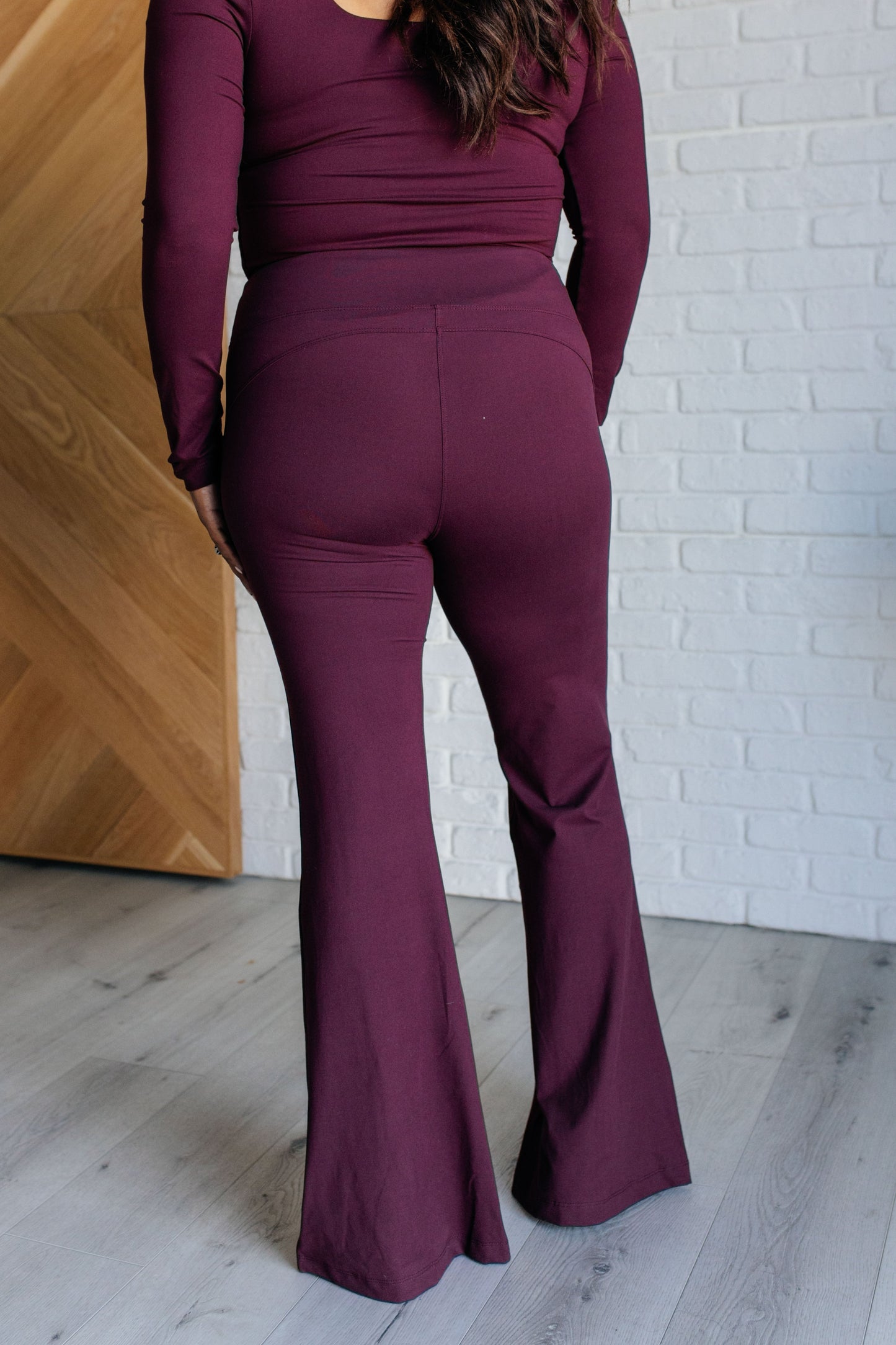 Split Front Flare Leggings in Cassis