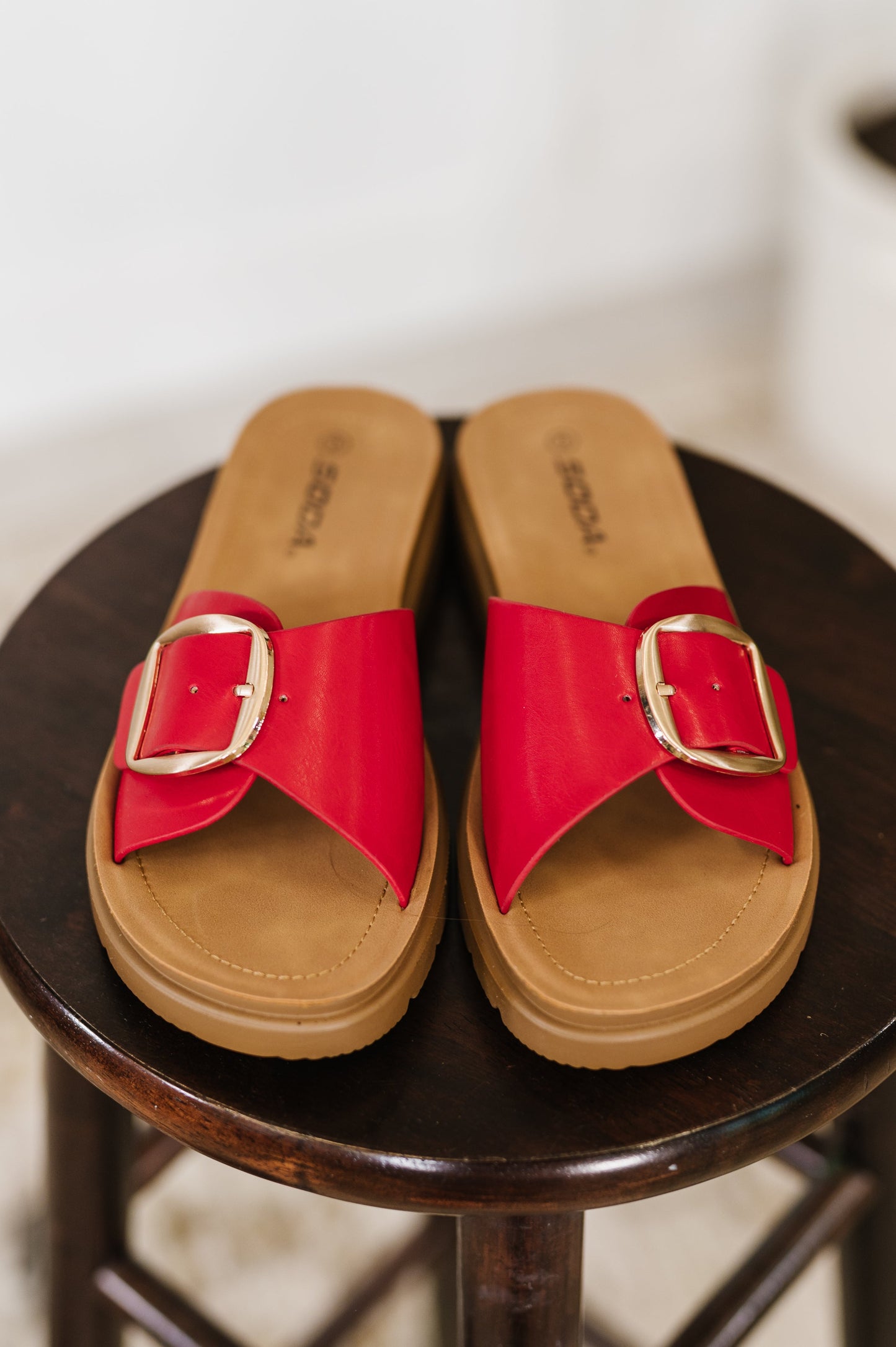 Slide Sandal in Strawberry Red